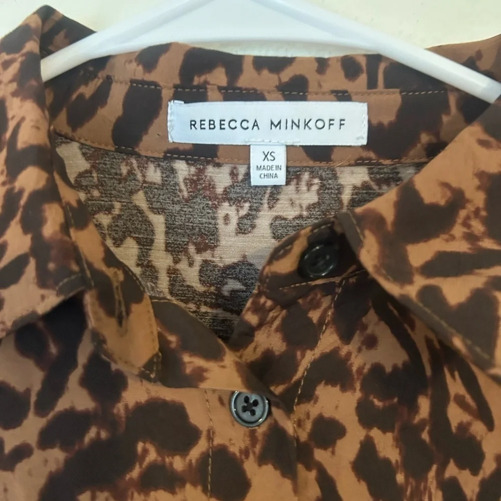 Rebecca Minkoff Brown Leopard Long Sleeve Mini Dress XS